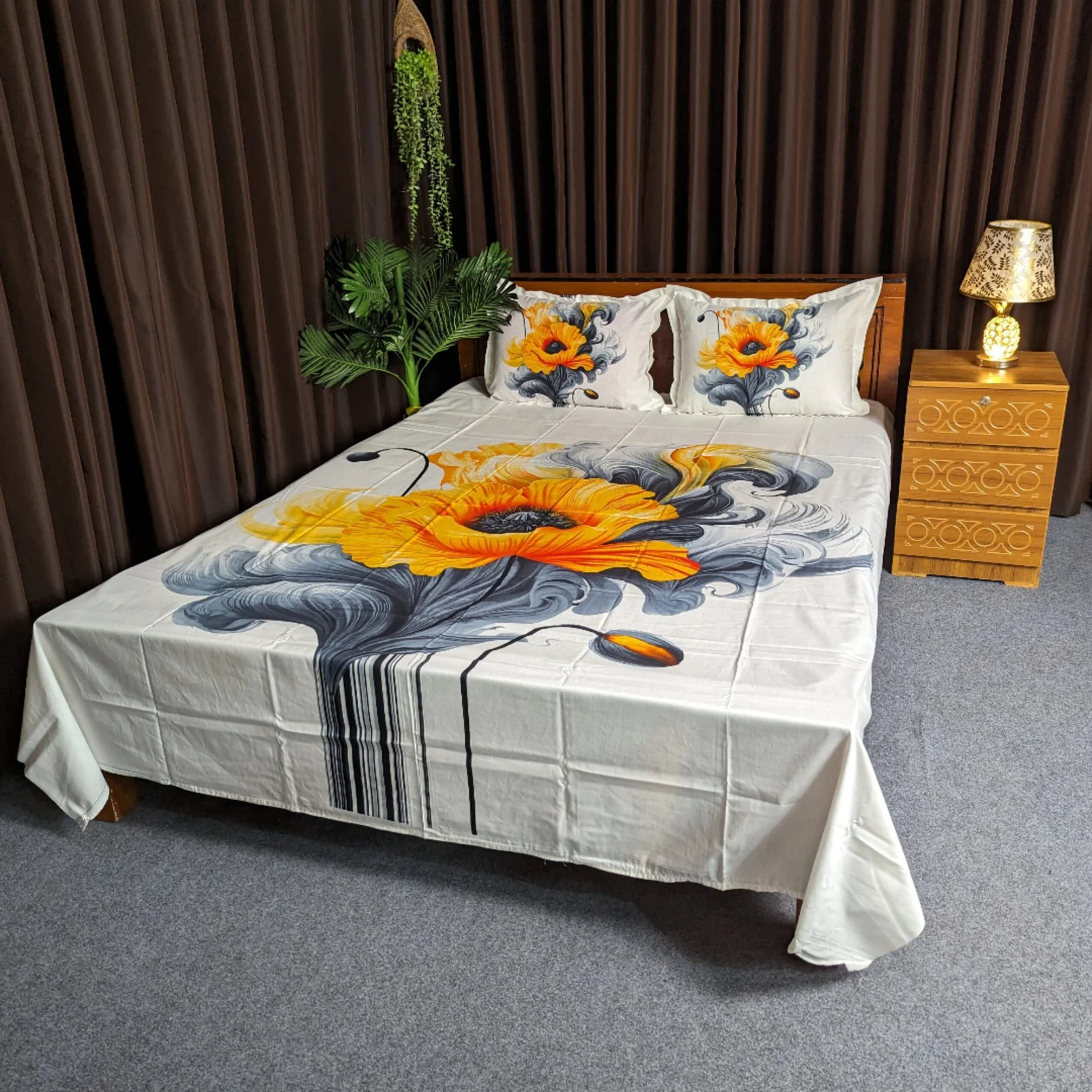 Panel Cotton Bed Sheet for Double Bed